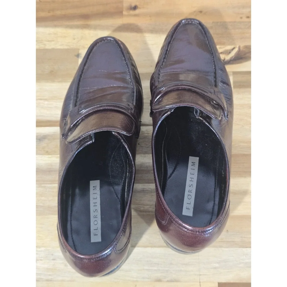 Florsheim Men's Brown Leather Loafers Size 8D Slip-On Shoes Made‎ in India